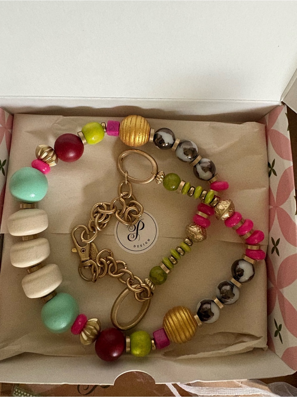 Plunder Multicolor Beaded Necklace with Gold Accents